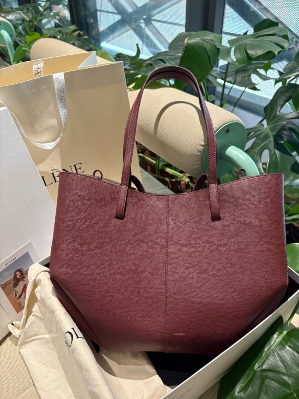 Polène Small Leather Pouch Mini Zip Clutch Bag